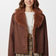 Vesta Kürk Yakalı Süet Ceket