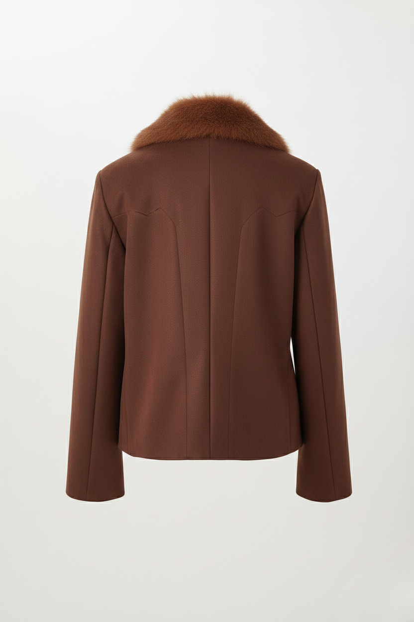 Vesta Kürk Yakalı Süet Ceket