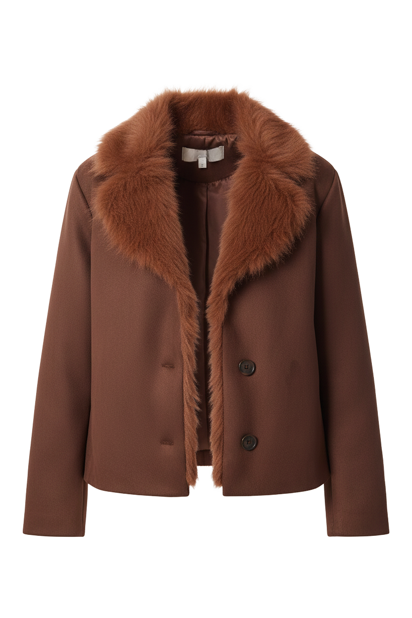 Vesta Kürk Yakalı Süet Ceket